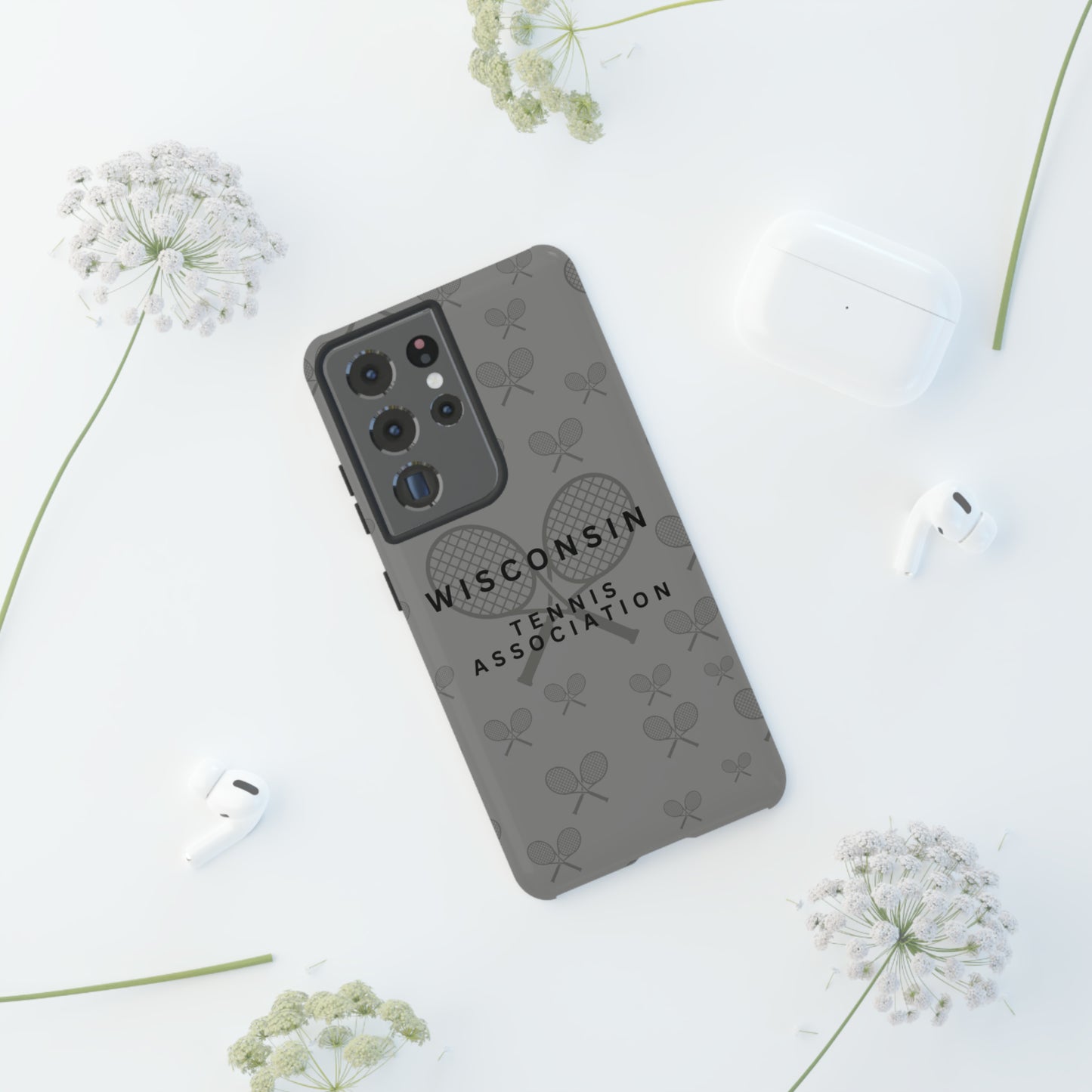 WTA Midnight Grey Racquets Impact-Resistant Tough Cases (iPhone & Samsung)