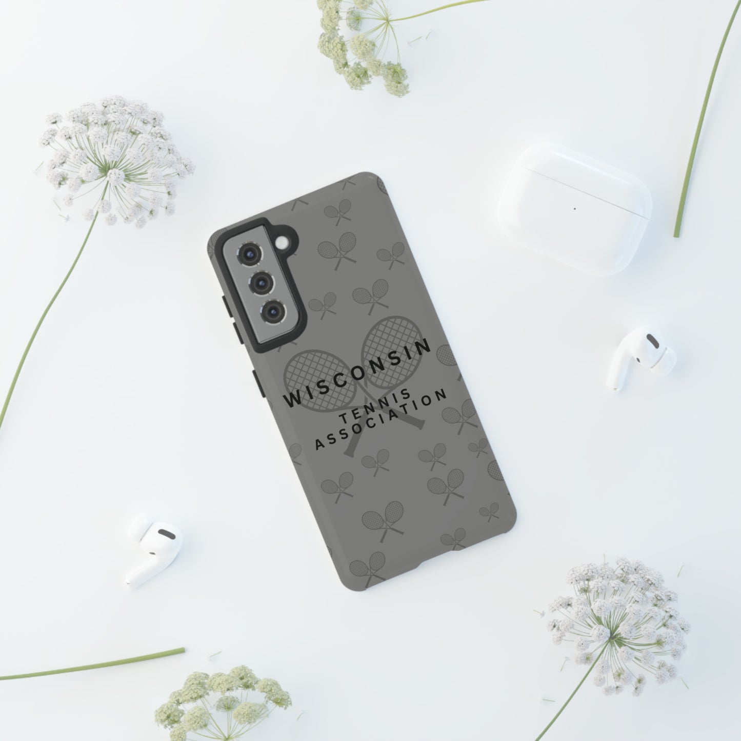 WTA Midnight Grey Racquets Impact-Resistant Tough Cases (iPhone & Samsung)