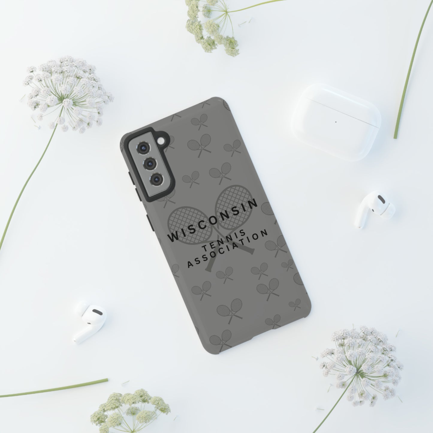 WTA Midnight Grey Racquets Impact-Resistant Tough Cases (iPhone & Samsung)