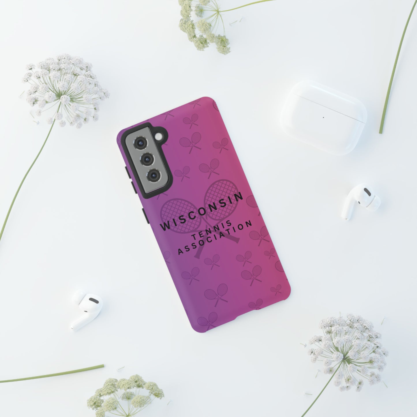 WTA Violet Fade Racquets Impact-Resistant Tough Cases (iPhone & Samsung)