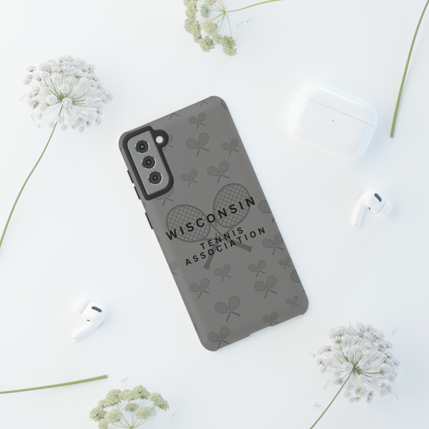 WTA Midnight Grey Racquets Impact-Resistant Tough Cases (iPhone & Samsung)
