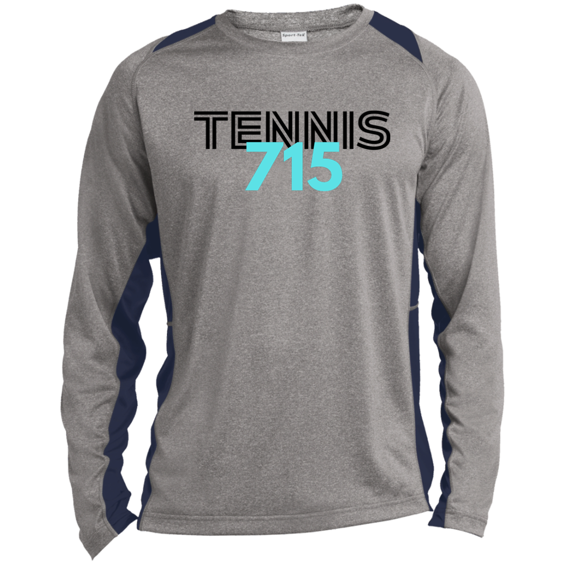 715 Tennis Long Sleeve Heather Colorblock Performance Tee