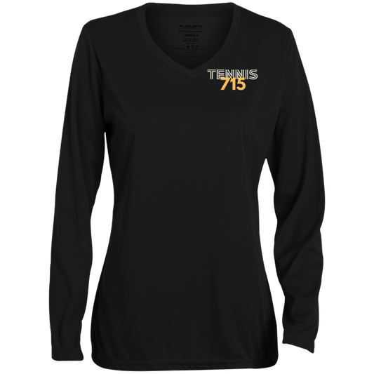 Tennis 715 Ladies' Moisture-Wicking Long Sleeve V-Neck Tee