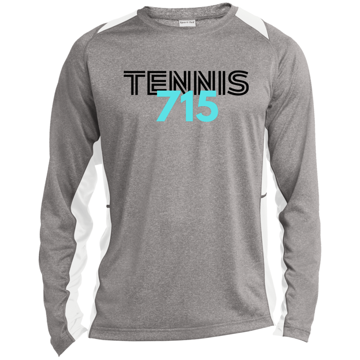 715 Tennis Long Sleeve Heather Colorblock Performance Tee
