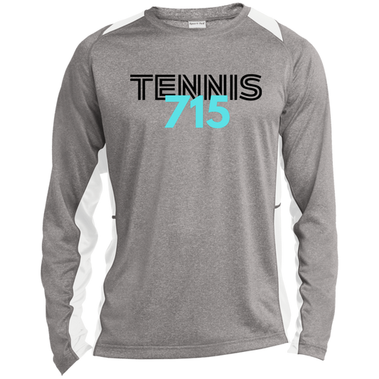 715 Tennis Long Sleeve Heather Colorblock Performance Tee