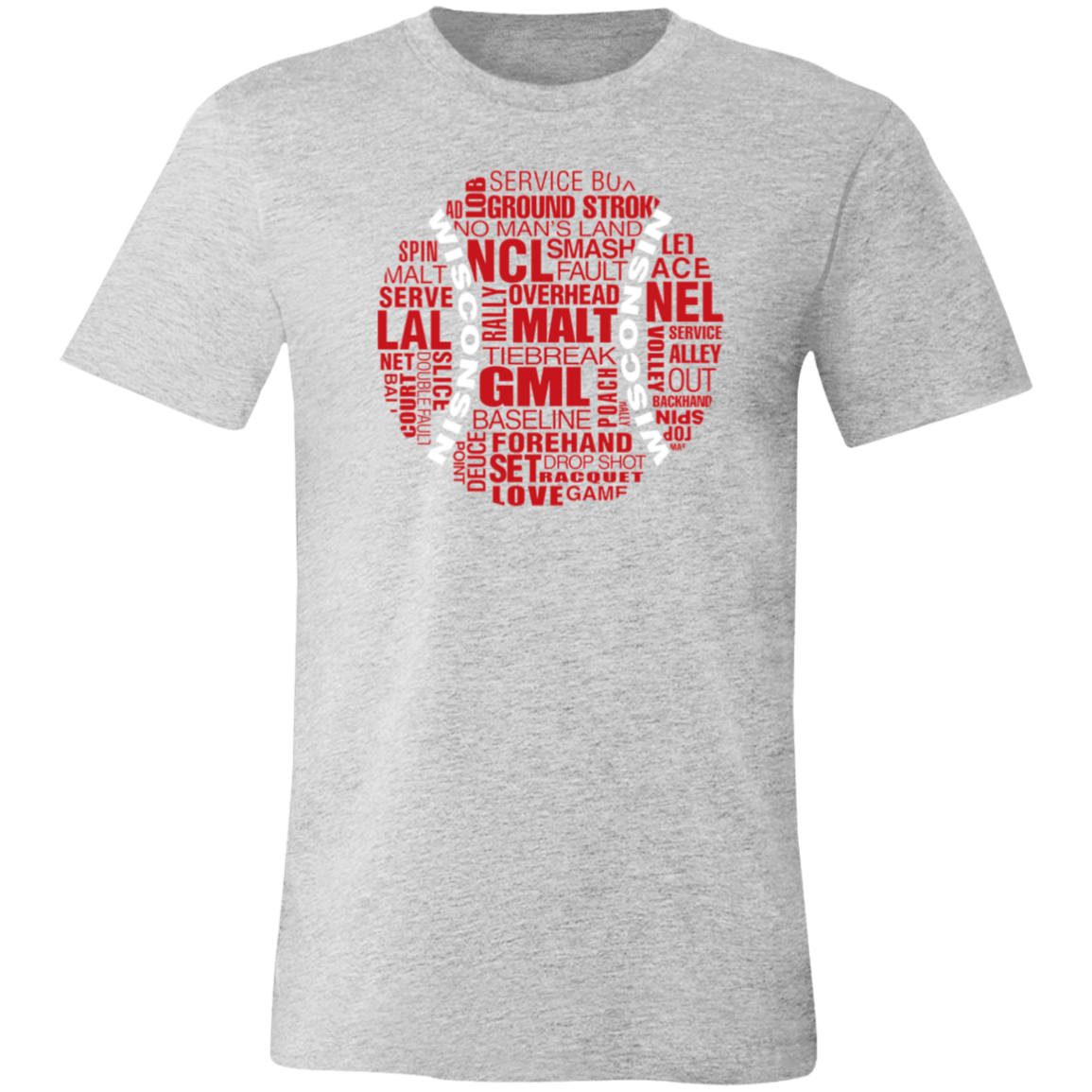 Wisconsin Red/White Tennis Ball Unisex Jersey Tee