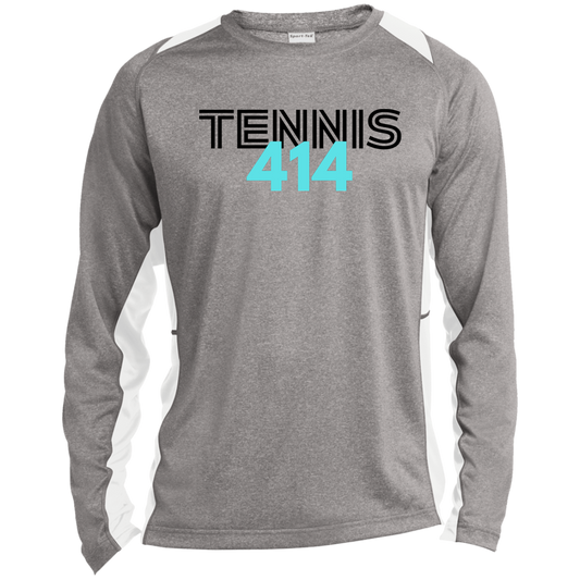414 Tennis Long Sleeve Heather Colorblock Performance Tee