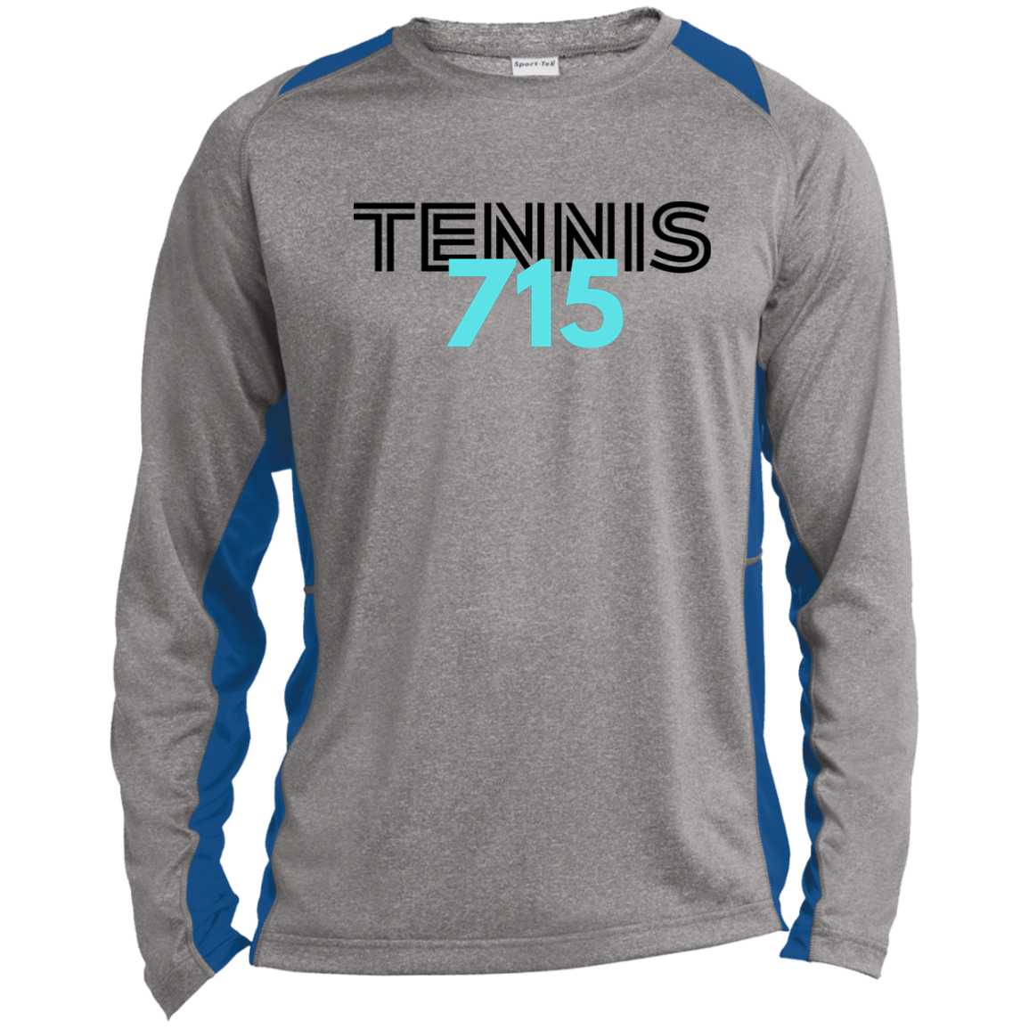 715 Tennis Long Sleeve Heather Colorblock Performance Tee