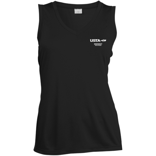 USTA/Wisconsin Tennis Ball Sleeveless V-Neck Performance Tee