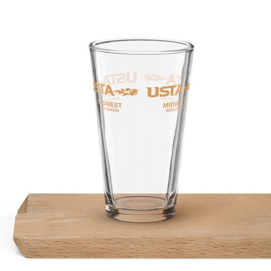 USTA Midwest Wisconsin Wood Racquet Shaker pint glass